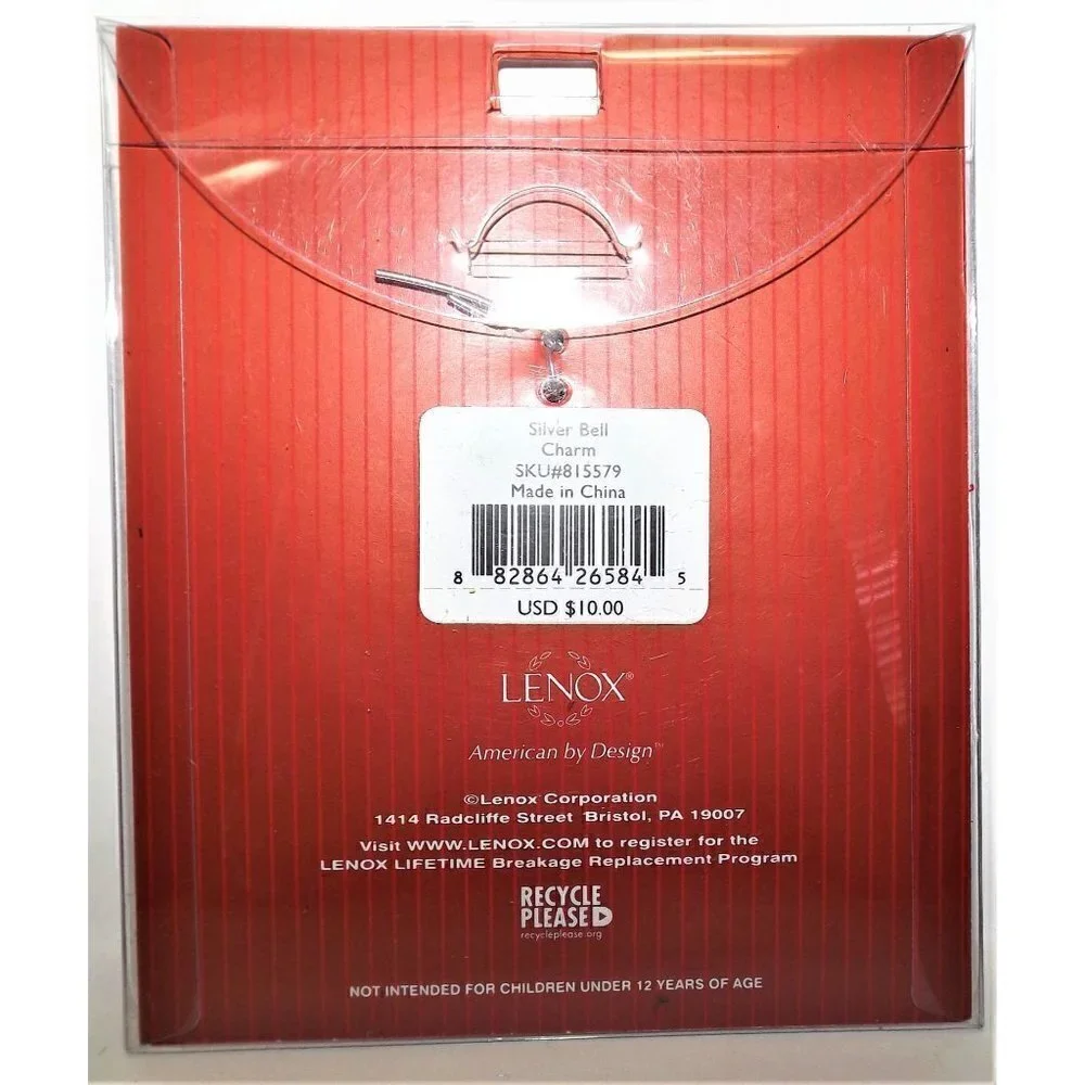 Lenox Silver Bell charm ornament new in package Christmas
